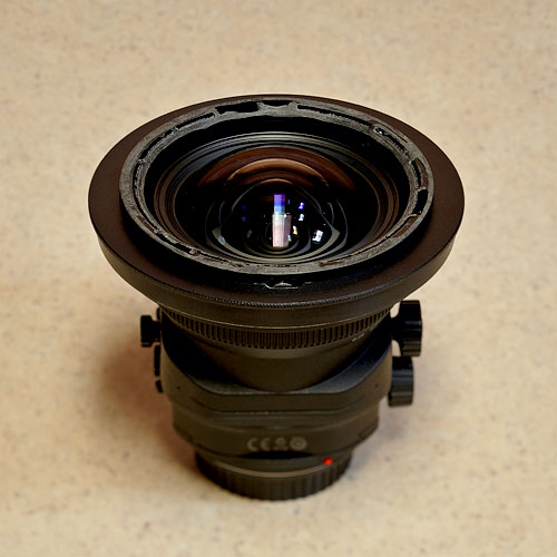 Figure 6: DIY SW150 Adapter Attached to a Canon TS-E 17